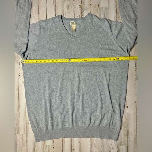 LL Bean Sweater Mens XXLT Gray V Neck Cotton Cashmere Blend Preppy Golf EUC - Picture 5 of 13